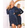 imageEkouaer Long Sleeve Nightgowns for Women Sexy Lace Night Shirt V Neck Sleep Shirt Soft SleepwearStar Print