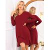 imageEkouaer Long Sleeve Nightgowns for Women Sexy Lace Night Shirt V Neck Sleep Shirt Soft SleepwearWine Red