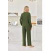 imageEkouaer Lounge Sets for Women Ribbed Knit Pajama Sets 2 Piece Long Sleeve Pjs Soft Loungewear Outfits with PocketsArmy Green