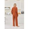 imageEkouaer Lounge Sets for Women Ribbed Knit Pajama Sets 2 Piece Long Sleeve Pjs Soft Loungewear Outfits with PocketsCaramel