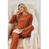 imageEkouaer Lounge Sets for Women Ribbed Knit Pajama Sets 2 Piece Long Sleeve Pjs Soft Loungewear Outfits with PocketsCaramel