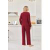imageEkouaer Lounge Sets for Women Ribbed Knit Pajama Sets 2 Piece Long Sleeve Pjs Soft Loungewear Outfits with PocketsWine Red