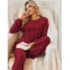 imageEkouaer Lounge Sets for Women Ribbed Knit Pajama Sets 2 Piece Long Sleeve Pjs Soft Loungewear Outfits with PocketsWine Red