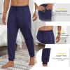 imageEkouaer Mens Pajama Pants Ultra Lightweight Pjs Bottoms Soft Sleep Jogger Pants with Pocket DrawstringNavy