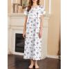 imageEkouaer Nightgown for Women Cotton Long Night Gown Short Sleeve Nightdress with Pockets Button Sleepshirt Soft SleepwearWhite Purple Florals