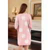 imageEkouaer Nightgowns for Women Long Sleeve Sleep Shirts Waffle Knit Nightshirts Soft Sleep Dress Oversized SleepwearFloral Pink