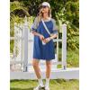 imageEkouaer Nightgowns for Women Short Sleeve Sleepshirts Crew Neck Nightshirts Color Block Pajamas Dress Soft SleepwearBlue