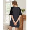 imageEkouaer Nightgowns for Women Short Sleeve Sleepshirts Crew Neck Nightshirts Color Block Pajamas Dress Soft SleepwearDark Grey