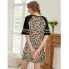 imageEkouaer Nightgowns for Women Short Sleeve Sleepshirts Crew Neck Nightshirts Color Block Pajamas Dress Soft SleepwearLeopard Print