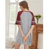 imageEkouaer Nightgowns for Women Short Sleeve Sleepshirts Crew Neck Nightshirts Color Block Pajamas Dress Soft SleepwearLight Grey