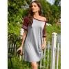 imageEkouaer Nightgowns for Women Short Sleeve Sleepshirts Crew Neck Nightshirts Color Block Pajamas Dress Soft SleepwearLight Grey
