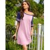 imageEkouaer Nightgowns for Women Short Sleeve Sleepshirts Crew Neck Nightshirts Color Block Pajamas Dress Soft SleepwearLight Pink