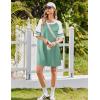 imageEkouaer Nightgowns for Women Short Sleeve Sleepshirts Crew Neck Nightshirts Color Block Pajamas Dress Soft SleepwearMint Green