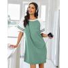 imageEkouaer Nightgowns for Women Short Sleeve Sleepshirts Crew Neck Nightshirts Color Block Pajamas Dress Soft SleepwearMint Green