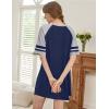 imageEkouaer Nightgowns for Women Short Sleeve Sleepshirts Crew Neck Nightshirts Color Block Pajamas Dress Soft SleepwearNavy Blue