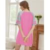 imageEkouaer Nightgowns for Women Short Sleeve Sleepshirts Crew Neck Nightshirts Color Block Pajamas Dress Soft SleepwearPeach Pink