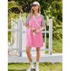 imageEkouaer Nightgowns for Women Short Sleeve Sleepshirts Crew Neck Nightshirts Color Block Pajamas Dress Soft SleepwearPeach Pink
