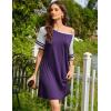 imageEkouaer Nightgowns for Women Short Sleeve Sleepshirts Crew Neck Nightshirts Color Block Pajamas Dress Soft SleepwearPurple