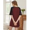 imageEkouaer Nightgowns for Women Short Sleeve Sleepshirts Crew Neck Nightshirts Color Block Pajamas Dress Soft SleepwearWine Red