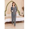 imageEkouaer Womens Fleece Pajama Sets Long Sleeve Button Down Twopiece Sleepwear Soft Lounge SetDeep Grey
