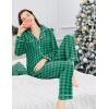 imageEkouaer Womens Fleece Pajama Sets Long Sleeve Button Down Twopiece Sleepwear Soft Lounge SetGreen Plaid