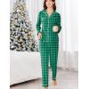 imageEkouaer Womens Fleece Pajama Sets Long Sleeve Button Down Twopiece Sleepwear Soft Lounge SetGreen Plaid