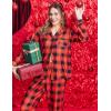 imageEkouaer Womens Fleece Pajama Sets Long Sleeve Button Down Twopiece Sleepwear Soft Lounge SetRed Plaid