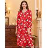 imageEkouaer Womens Long Nightgowns Plaid Sleepwear Soft Loose Nightshirt 34 Sleeve Plus Size Housecoat with Button ampamp PocketsChristmas Print
