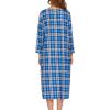 imageEkouaer Womens Long Nightgowns Plaid Sleepwear Soft Loose Nightshirt 34 Sleeve Plus Size Housecoat with Button ampamp PocketsLight Blue Plaid