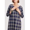 imageEkouaer Womens Long Nightgowns Plaid Sleepwear Soft Loose Nightshirt 34 Sleeve Plus Size Housecoat with Button ampamp PocketsNavy Yellow Plaid