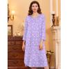imageEkouaer Womens Long Nightgowns Plaid Sleepwear Soft Loose Nightshirt 34 Sleeve Plus Size Housecoat with Button ampamp PocketsPurple Flowers