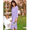 imageEkouaer Womens Long Nightgowns Plaid Sleepwear Soft Loose Nightshirt 34 Sleeve Plus Size Housecoat with Button ampamp PocketsPurple Flowers