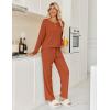 imageEkouaer Womens Pajamas Set 2 Piece Lounge Sets Ribbed Knit Button Down Pjs Set Fleece Long Sleeve SleepwearBrick Red