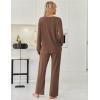 imageEkouaer Womens Pajamas Set 2 Piece Lounge Sets Ribbed Knit Button Down Pjs Set Fleece Long Sleeve SleepwearBrown