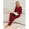 imageEkouaer Womens Pajamas Set 2 Piece Lounge Sets Ribbed Knit Button Down Pjs Set Fleece Long Sleeve SleepwearBurgundy