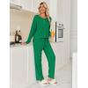 imageEkouaer Womens Pajamas Set 2 Piece Lounge Sets Ribbed Knit Button Down Pjs Set Fleece Long Sleeve SleepwearForest Green