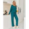 imageEkouaer Womens Pajamas Set 2 Piece Lounge Sets Ribbed Knit Button Down Pjs Set Fleece Long Sleeve SleepwearGreen