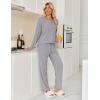 imageEkouaer Womens Pajamas Set 2 Piece Lounge Sets Ribbed Knit Button Down Pjs Set Fleece Long Sleeve SleepwearHeather Gray