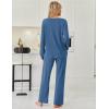 imageEkouaer Womens Pajamas Set 2 Piece Lounge Sets Ribbed Knit Button Down Pjs Set Fleece Long Sleeve SleepwearRoyal Blue