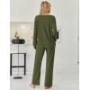 imageEkouaer Womens Pajamas Set 2 Piece Lounge Sets Ribbed Knit Button Down Pjs Set Fleece Long Sleeve SleepwearSage Green