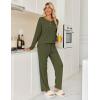 imageEkouaer Womens Pajamas Set 2 Piece Lounge Sets Ribbed Knit Button Down Pjs Set Fleece Long Sleeve SleepwearSage Green