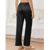 imageEkouaer Womens Silk Satin Pajama Pants Comfy Pj Pants for Women Elastic Waist Ladies Sleep Bottoms with Side PocketsBlack
