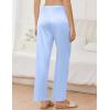 imageEkouaer Womens Silk Satin Pajama Pants Comfy Pj Pants for Women Elastic Waist Ladies Sleep Bottoms with Side PocketsLight Blue