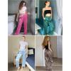 imageEkouaer Womens Silk Satin Pajama Pants Comfy Pj Pants for Women Elastic Waist Ladies Sleep Bottoms with Side PocketsPink Leopard
