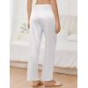 imageEkouaer Womens Silk Satin Pajama Pants Comfy Pj Pants for Women Elastic Waist Ladies Sleep Bottoms with Side PocketsWhite