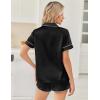 imageEkouaer Womens Silk Satin Pajama Sets 2 Piece Button Down Silk Pjs Shorts Sets Short Sleeve Loungewear Soft Sleepwear SXXLBlack