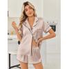 imageEkouaer Womens Silk Satin Pajama Sets 2 Piece Button Down Silk Pjs Shorts Sets Short Sleeve Loungewear Soft Sleepwear SXXLChampagne