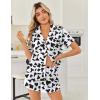 imageEkouaer Womens Silk Satin Pajama Sets 2 Piece Button Down Silk Pjs Shorts Sets Short Sleeve Loungewear Soft Sleepwear SXXLCow Print