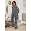 imageEkouaer Womens Waffle Knit Pajama Sets Comfy Long Sleeve Lounge Sets 2 Piece Matching Pj Sets with PocketsBlack and White Stripes