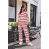 imageEkouaer Womens Waffle Knit Pajama Sets Comfy Long Sleeve Lounge Sets 2 Piece Matching Pj Sets with PocketsChristmas Snowflake Deer